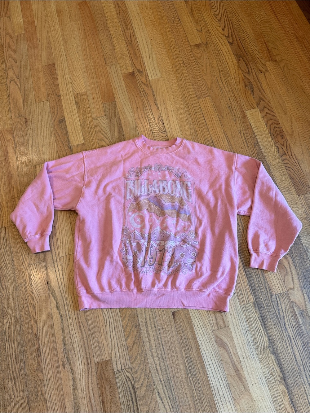 Billabong Pink Graphic Crewneck Sweatshirt